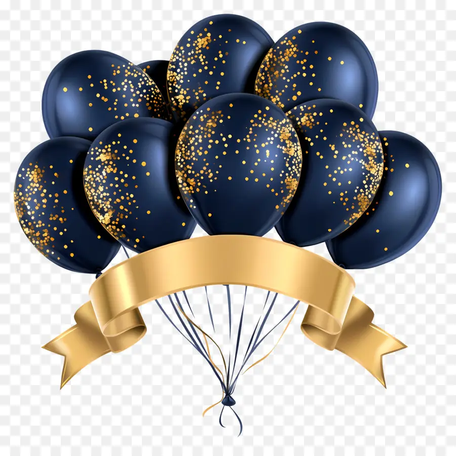 Fond D'anniversaire，Ballons Noirs PNG