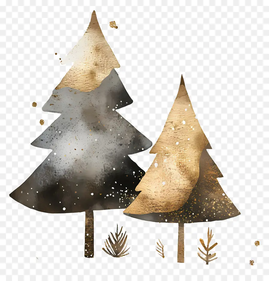 Or De Noël，Arbres D'or Et D'argent PNG