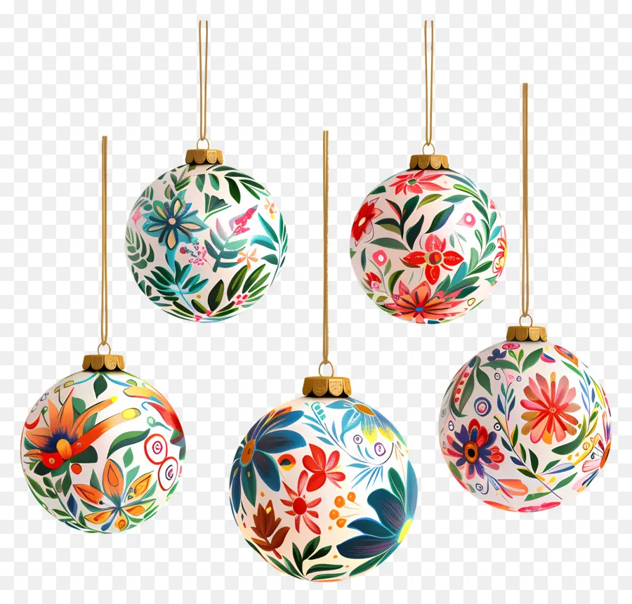 Ornements De Boules Florales，Ornements Floraux PNG