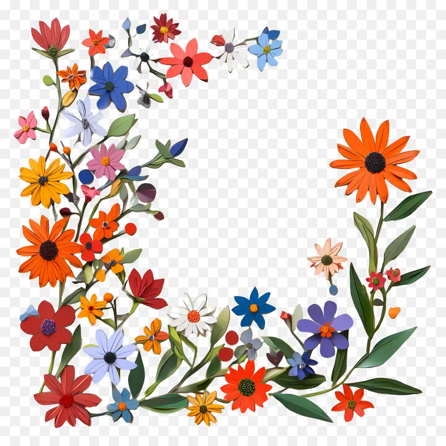 Coin Des Fleurs，Cadre De Fleurs PNG