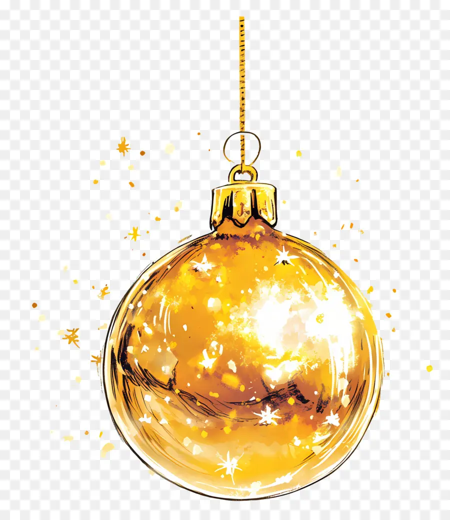 Or De Noël，Ornement Boule D'or PNG