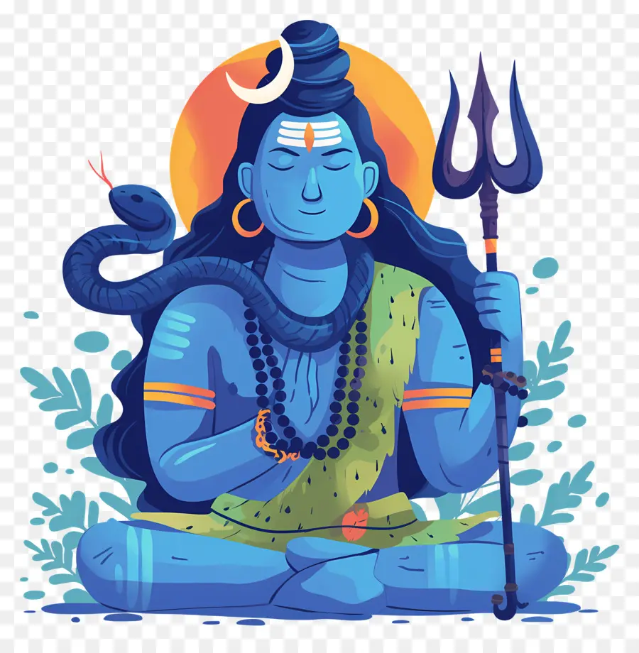 Maha Shivaratri，Divinité Bleue Avec Trident PNG