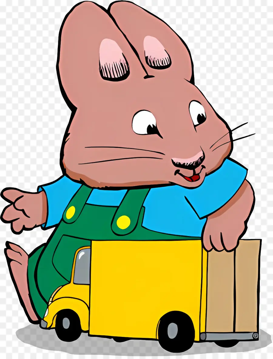 Max Rubis，Lapin De Dessin Animé Avec Camion PNG