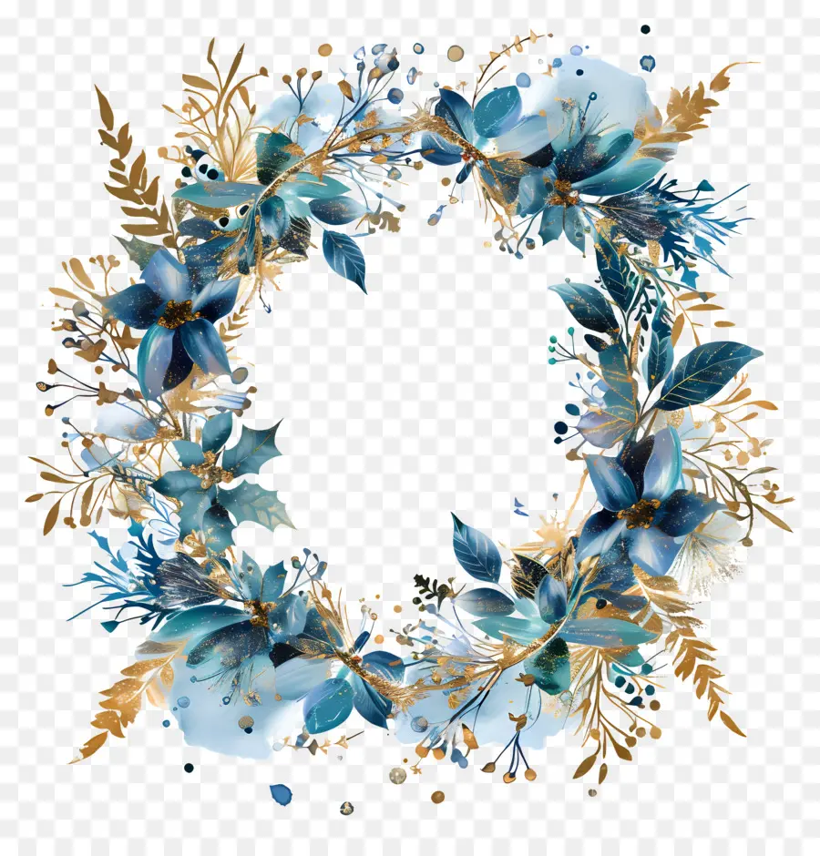 Couronne De Noël，Couronne Florale Bleue PNG