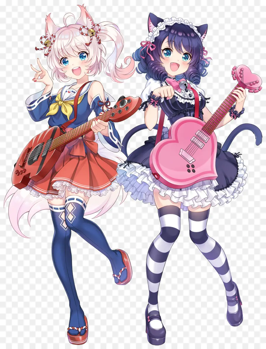 Menthe Diablekiryu，Filles Anime Avec Des Guitares PNG