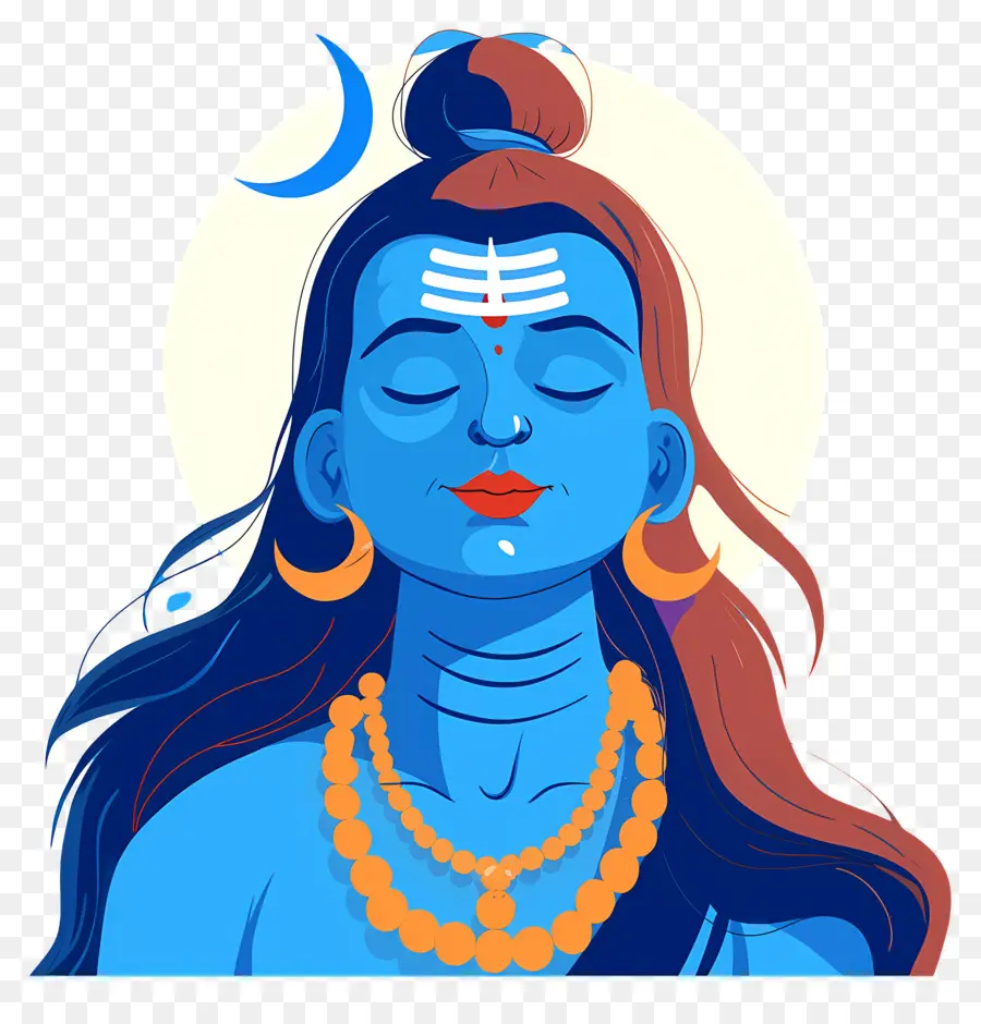 Maha Shivaratri，Divinité Bleue Avec Croissant De Lune PNG