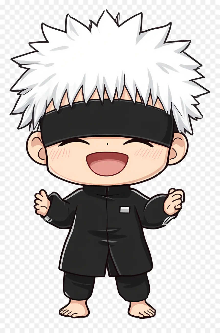 Gojo，Personnage Chibi Aux Cheveux Blancs Et Masque PNG