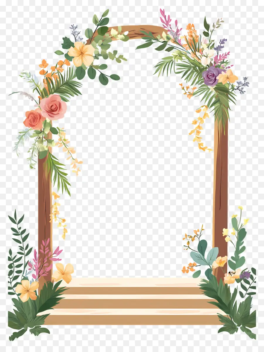 Fond De Fleur De Mariage，Arche Florale PNG