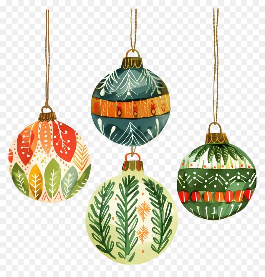 Ornements De Boule De Noël，Ornements à Motifs PNG