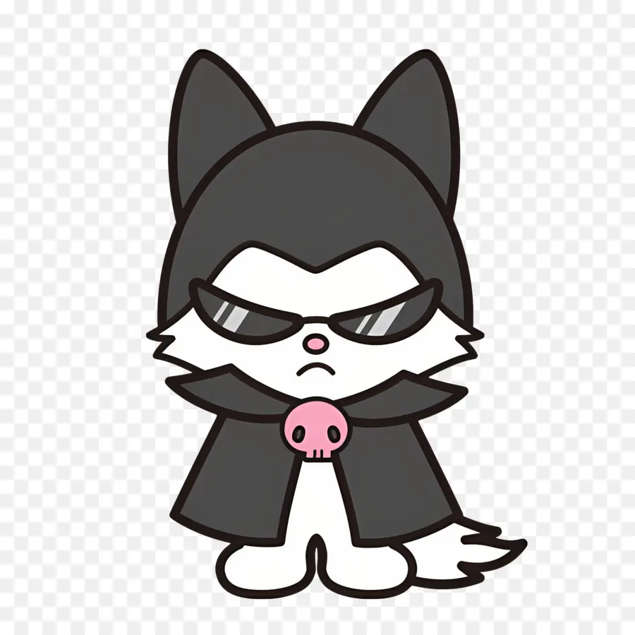 Kuromi，Chat En Cape Noire PNG