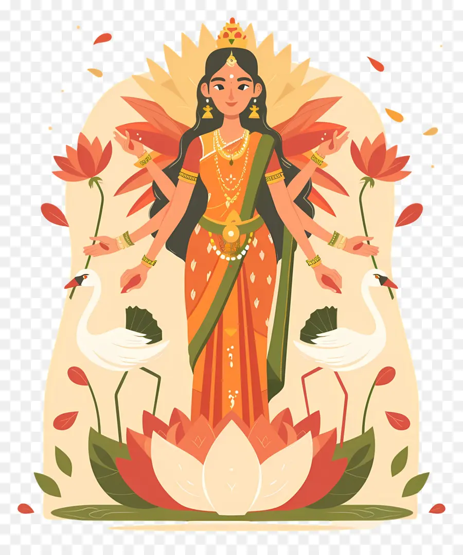 Vasant Panchami，Déesse Avec Lotus PNG