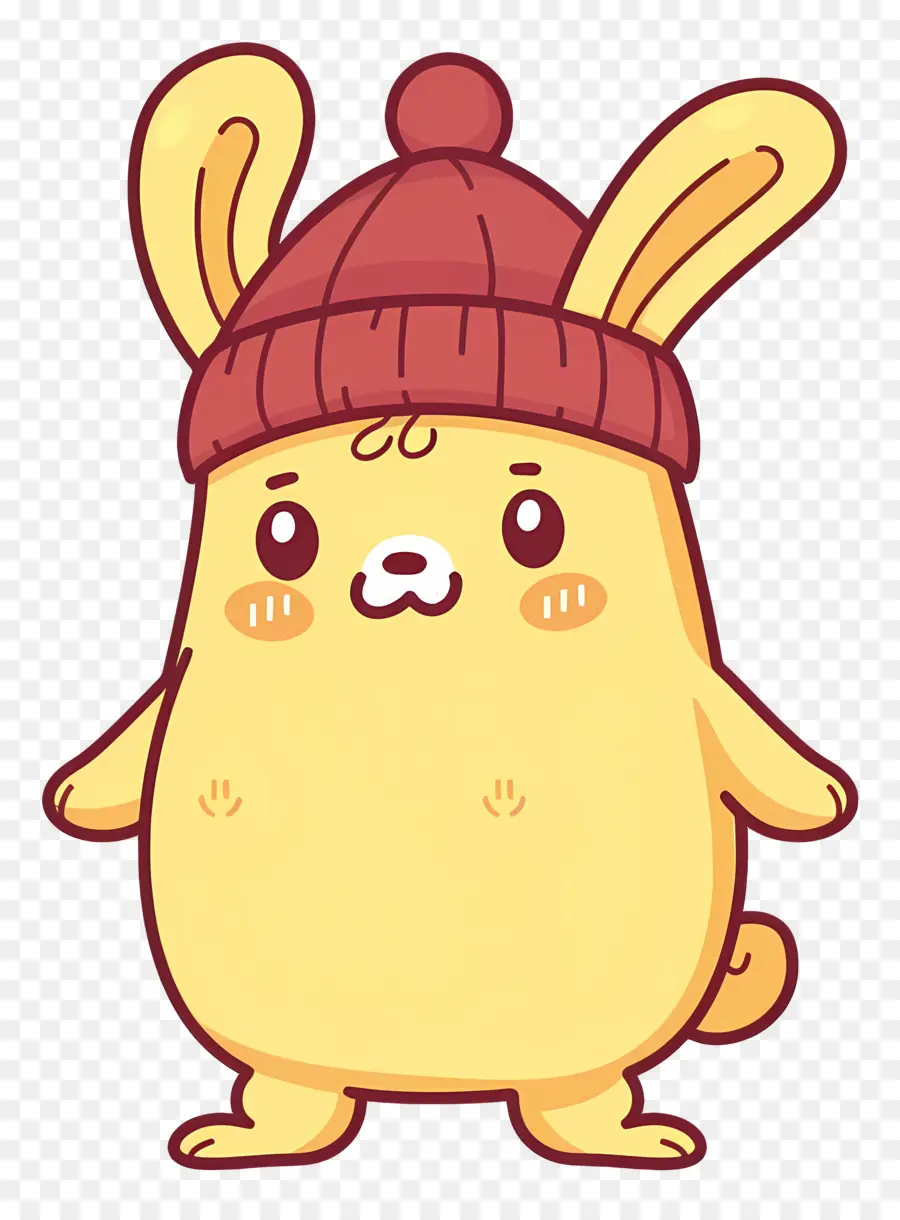 Lapin Mignon，Lapin Jaune Avec Bonnet PNG