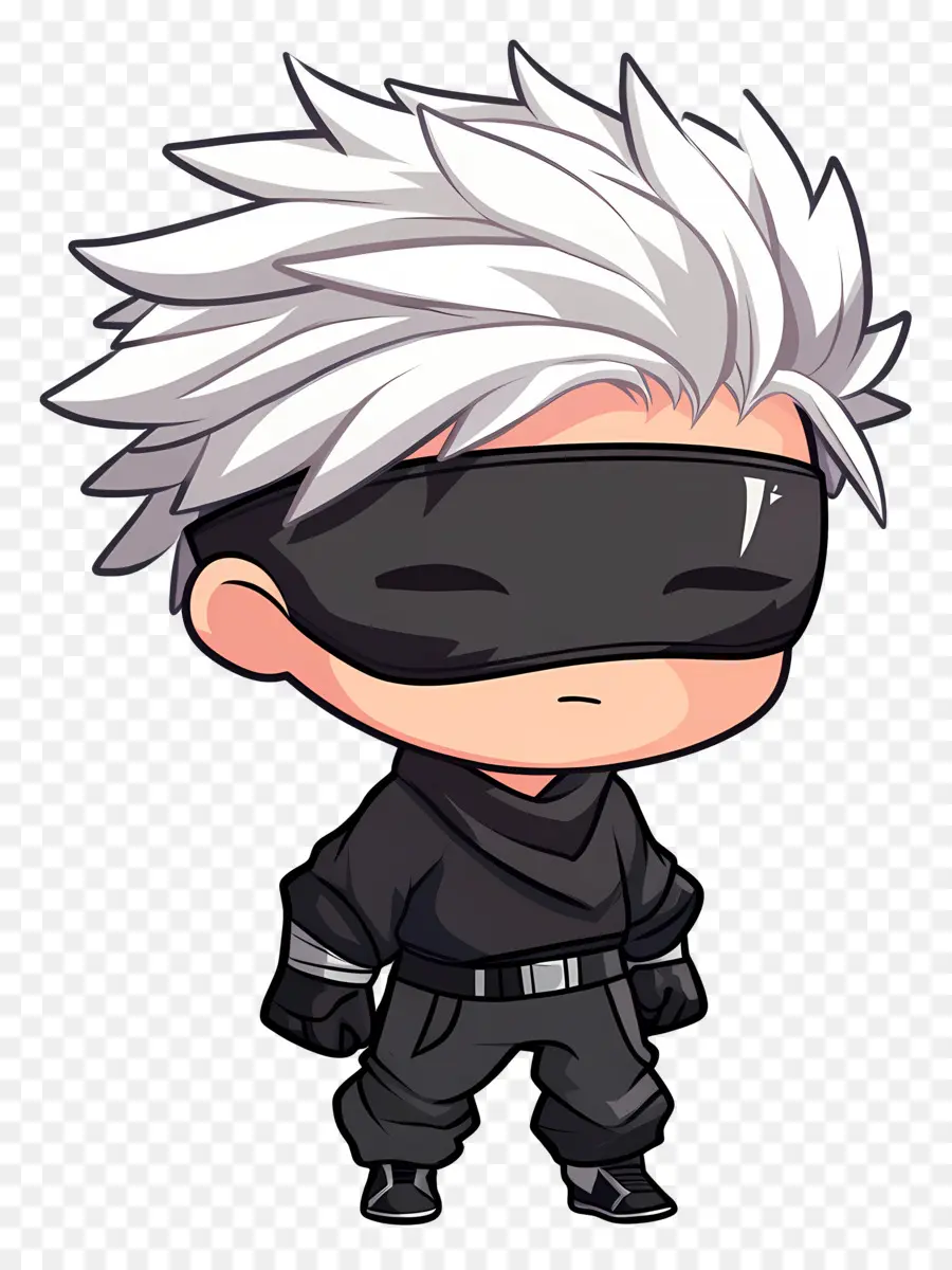 Gojo，Personnage Chibi En Tenue Noire PNG