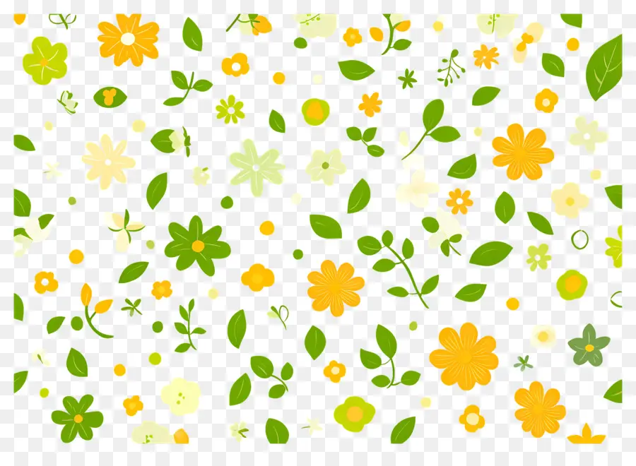 Fond De Fleurs，Fleurs Jaunes Et Vertes PNG