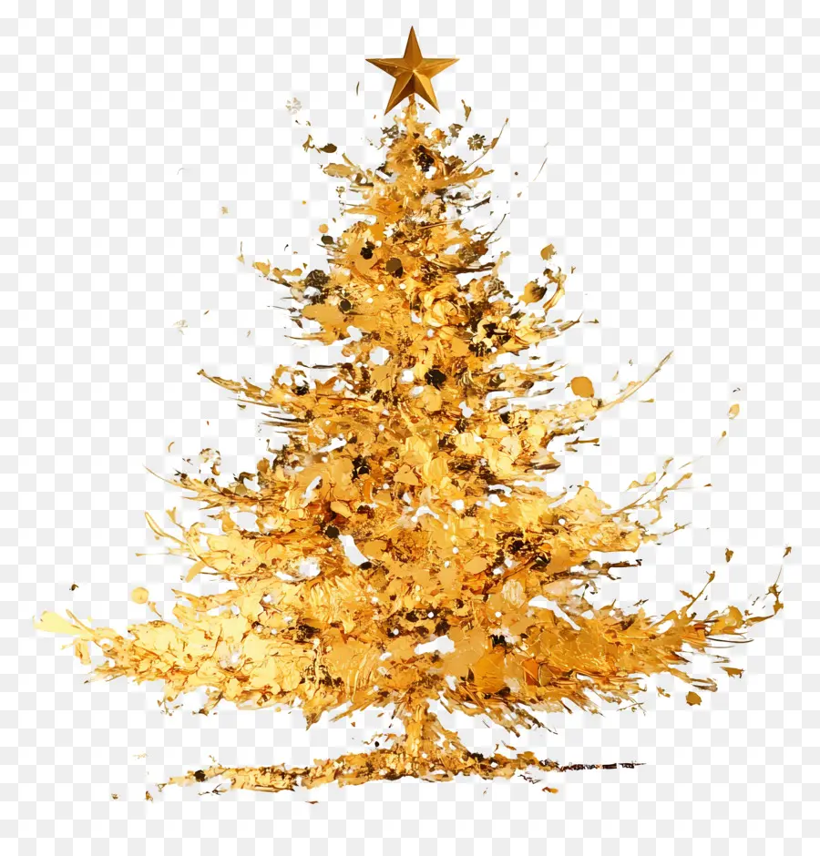 Or De Noël，Sapin De Noël Doré PNG