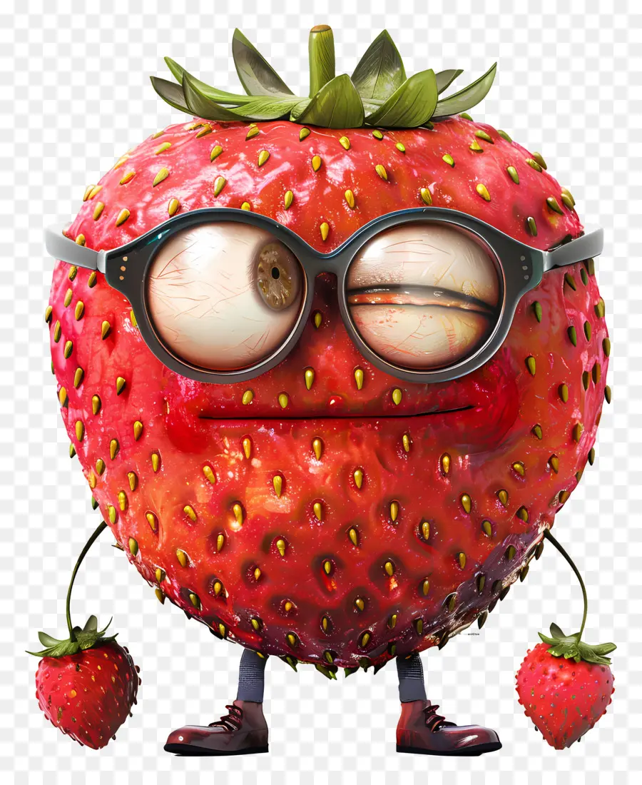 Fraise，Fraise Avec Des Lunettes PNG