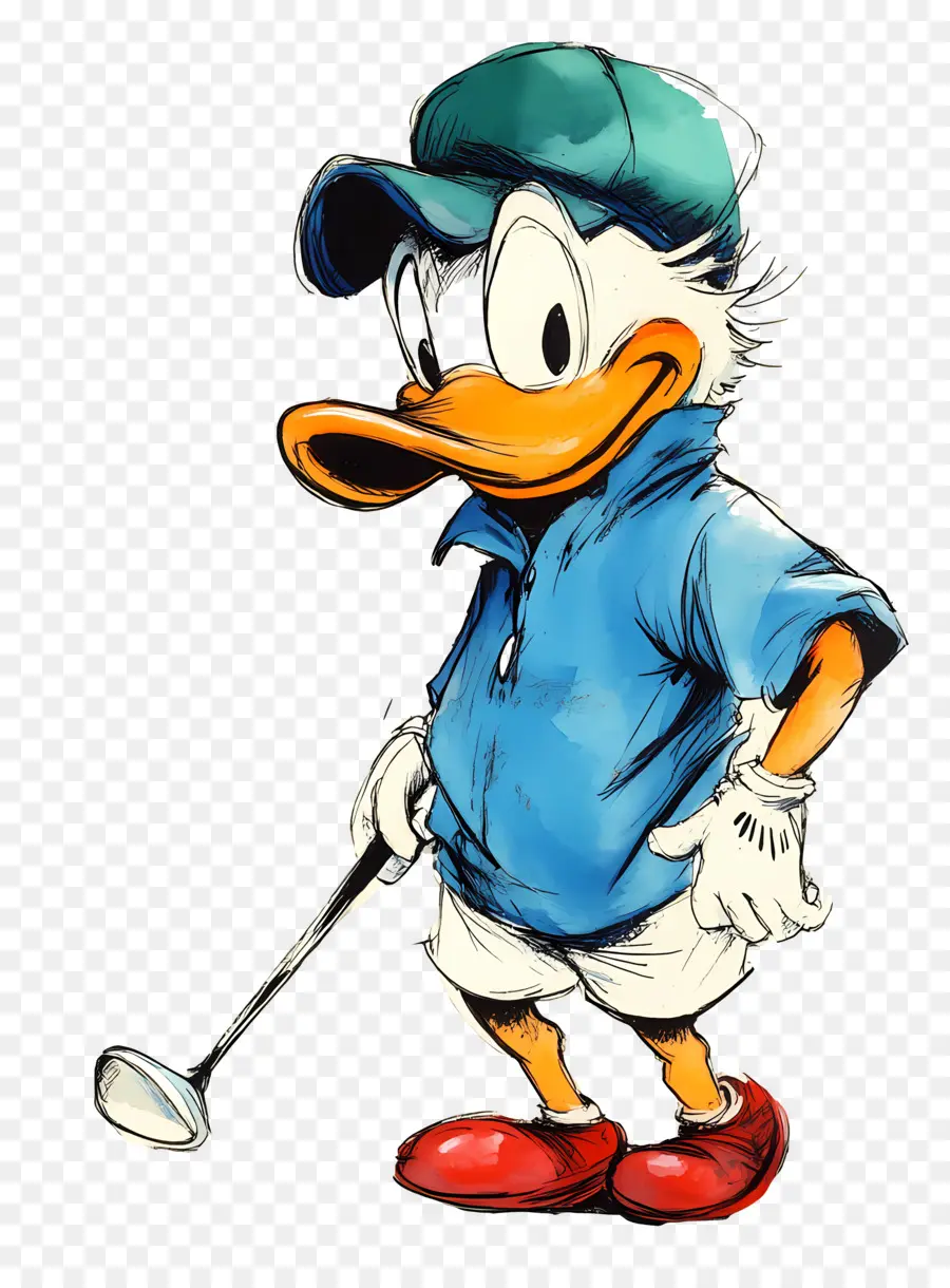 Donald Canard，Canard Avec Club De Golf PNG