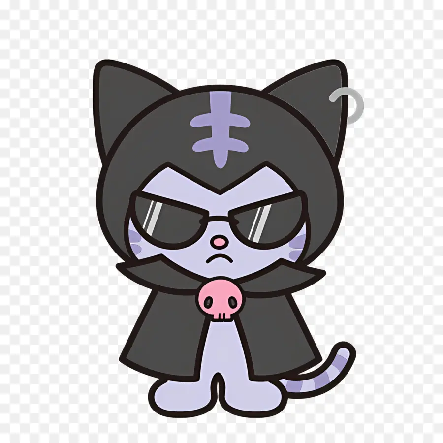 Kuromi，Chat En Cape Noire Avec Crâne PNG