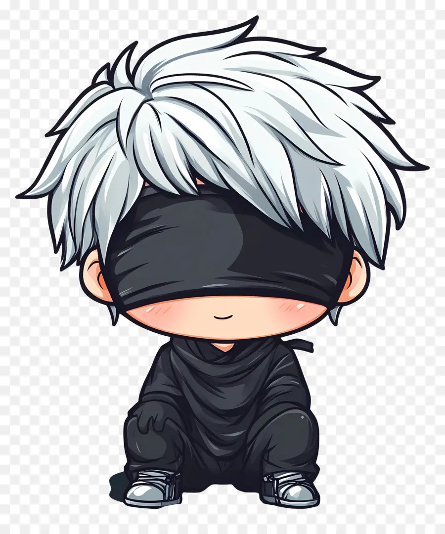 Gojo，Personnage Chibi Avec Les Yeux Bandés PNG