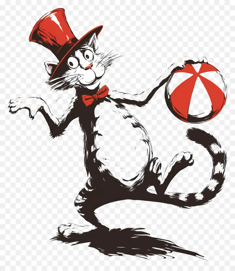 Dr Seuss，Chat Avec Chapeau Et Balle PNG