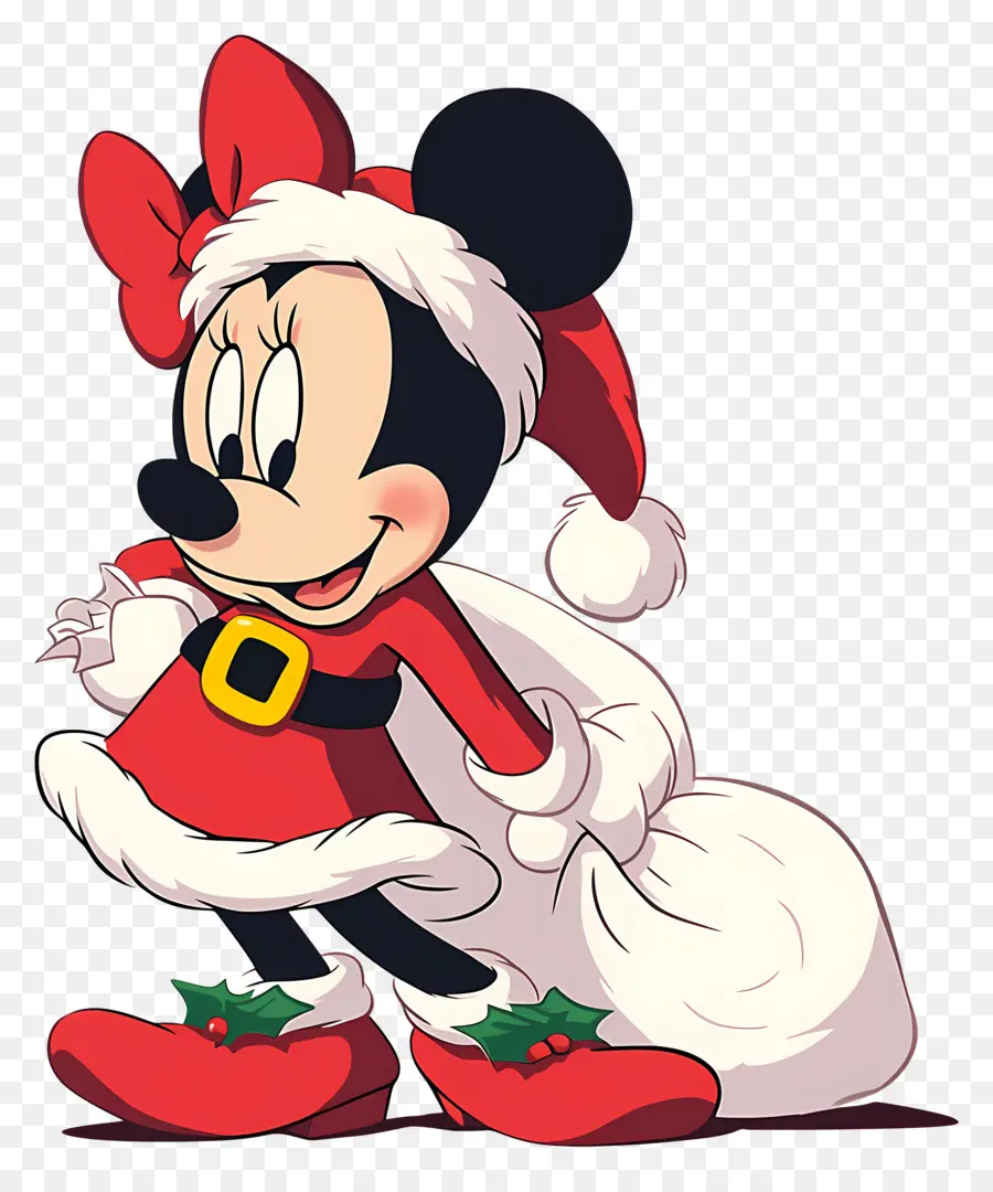 Minnie Souris，Personnage En Tenue De Père Noël PNG