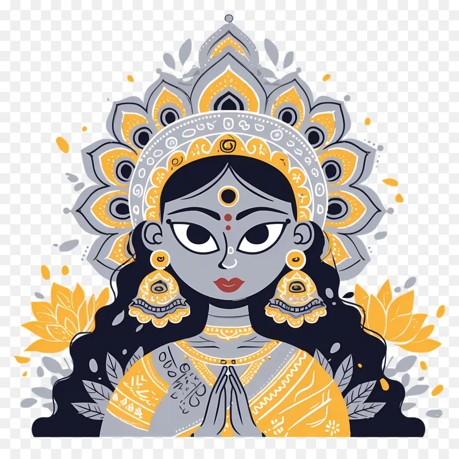 Navratri，Illustration De La Déesse PNG