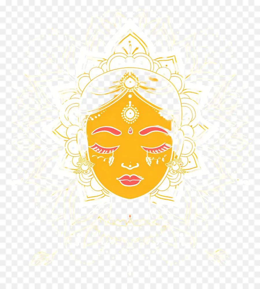 Navratri，Visage Doré PNG