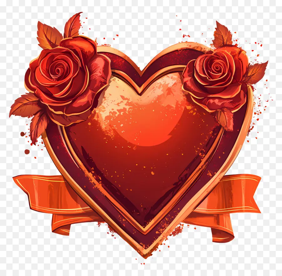 Symbole De La Saint Valentin，Coeur Avec Des Roses PNG