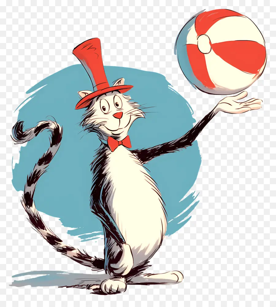 Dr Seuss，Chat Avec Chapeau Et Balle PNG