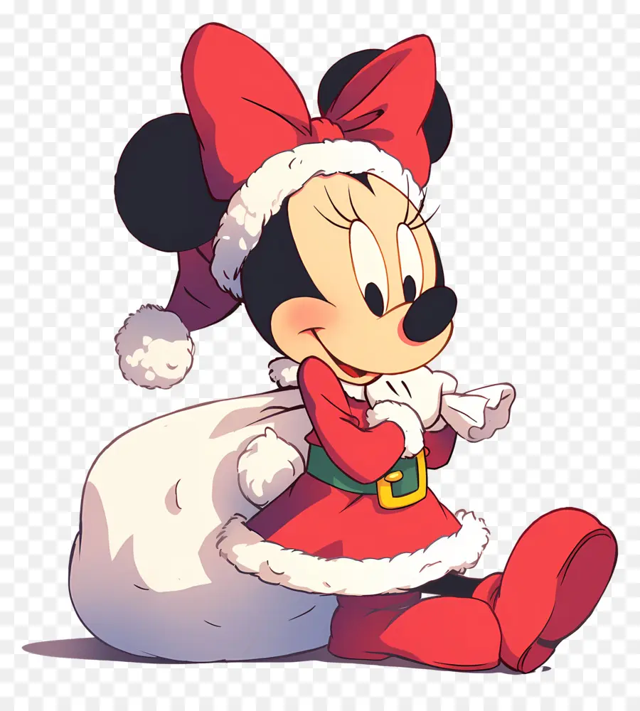 Minnie Souris，Personnage En Tenue De Père Noël PNG