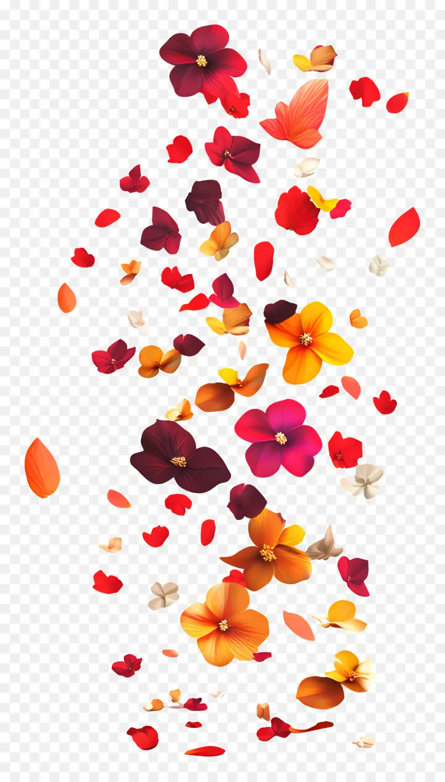 Fleurs Qui Tombent，Pétales De Fleurs Colorées PNG