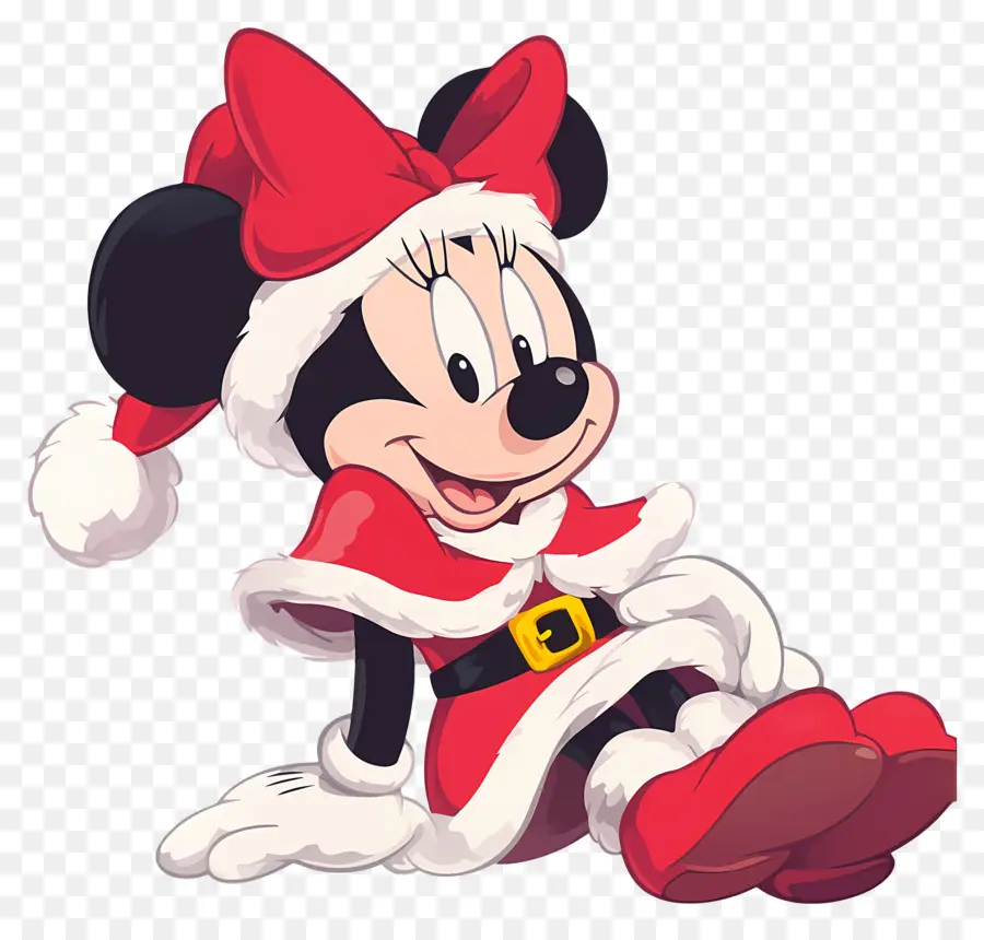 Minnie Souris，Personnage En Tenue De Père Noël PNG