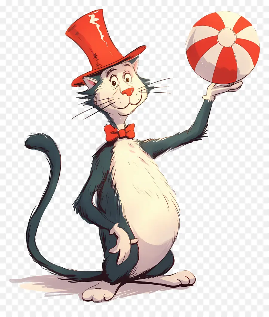 Dr Seuss，Chat En Chapeau Haut De Forme Avec Ballon PNG