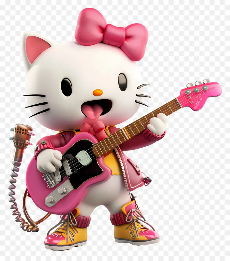 Bonjour Kitty，Hello Kitty Avec Guitare PNG