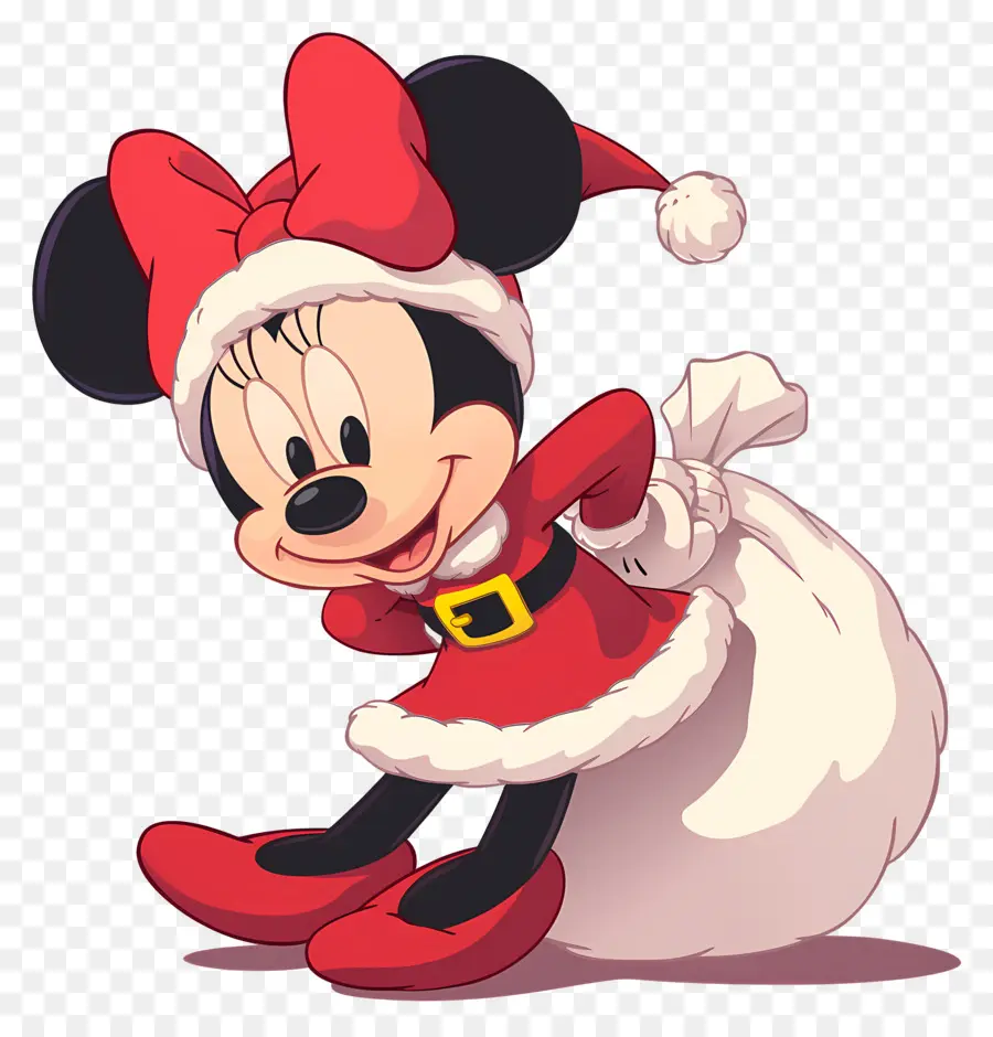 Minnie Souris，Personnage En Tenue De Père Noël PNG