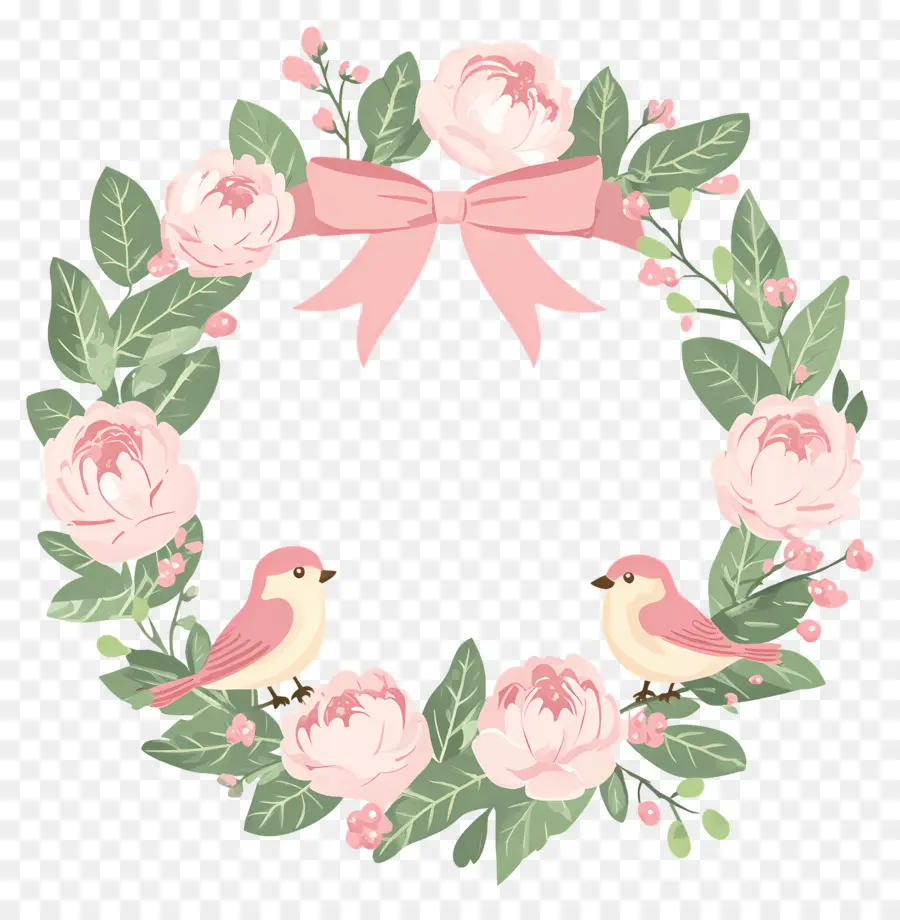 Les Oiseaux D'amour，Oiseaux Et Fleurs Roses PNG