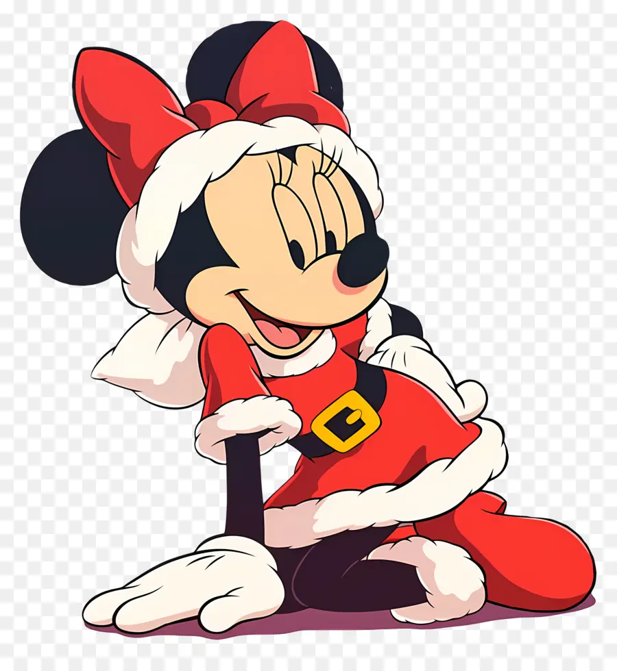 Minnie Souris，Personnage En Tenue De Père Noël PNG