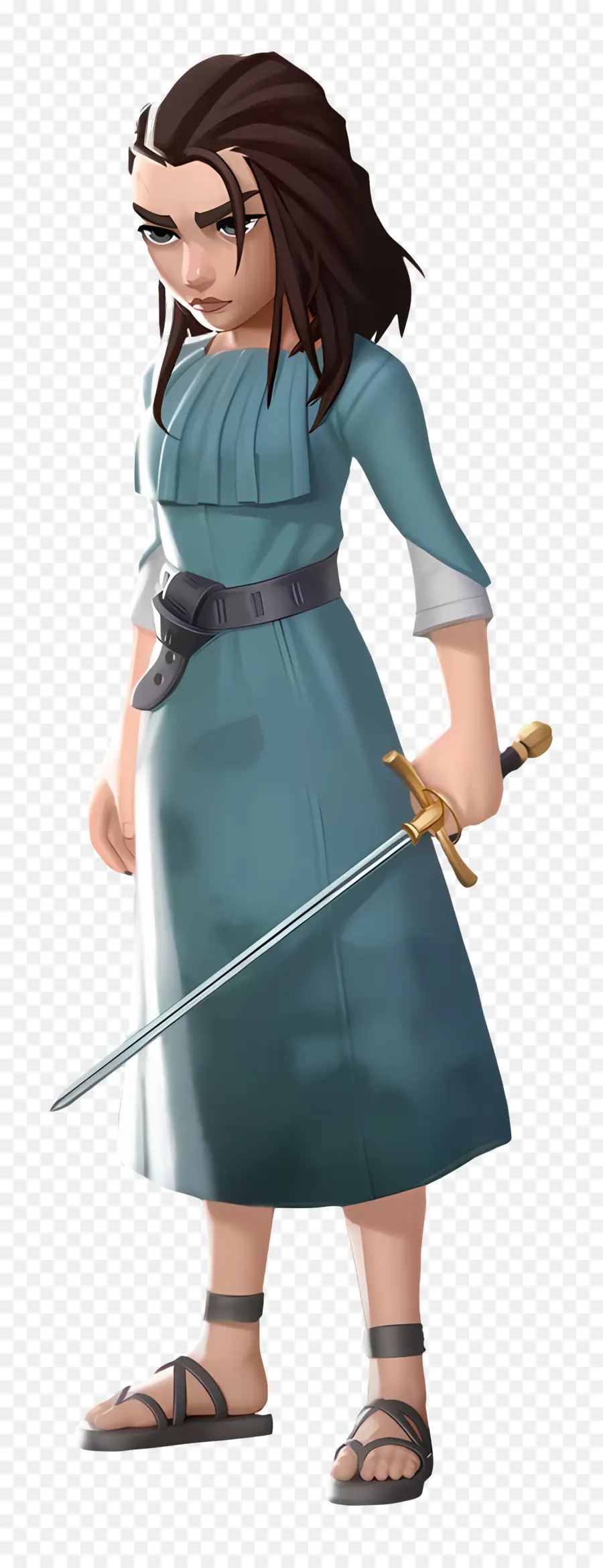 Arya Stark，Personnage Animé Avec épée PNG