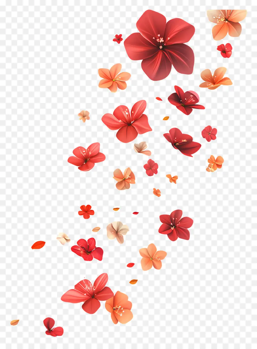 Fleurs Qui Tombent，Pétales De Fleurs Colorées PNG