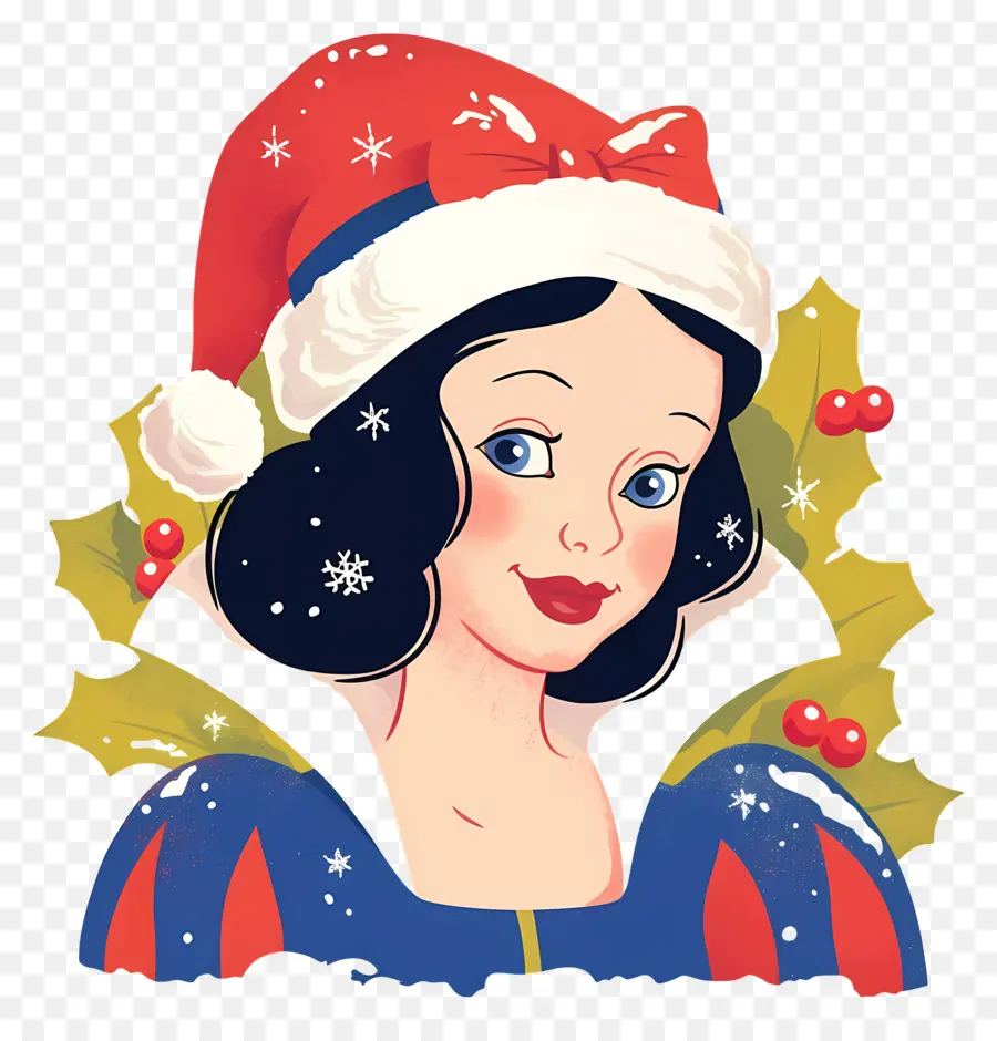 Princesse Blanche Neige，Personnage Avec Bonnet De Noel PNG