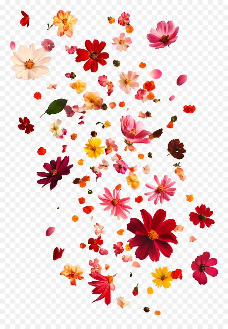 Fleurs Qui Tombent，Fleurs Roses Et Violettes PNG