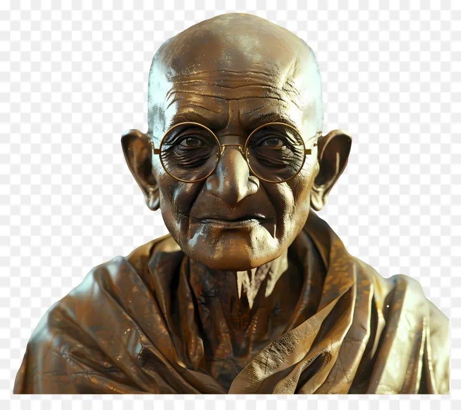 Gandhi Jayanti，Buste En Bronze à Lunettes PNG