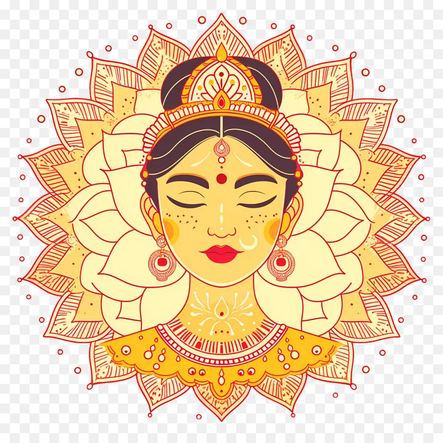 Navratri，Illustration Colorée De La Déesse PNG