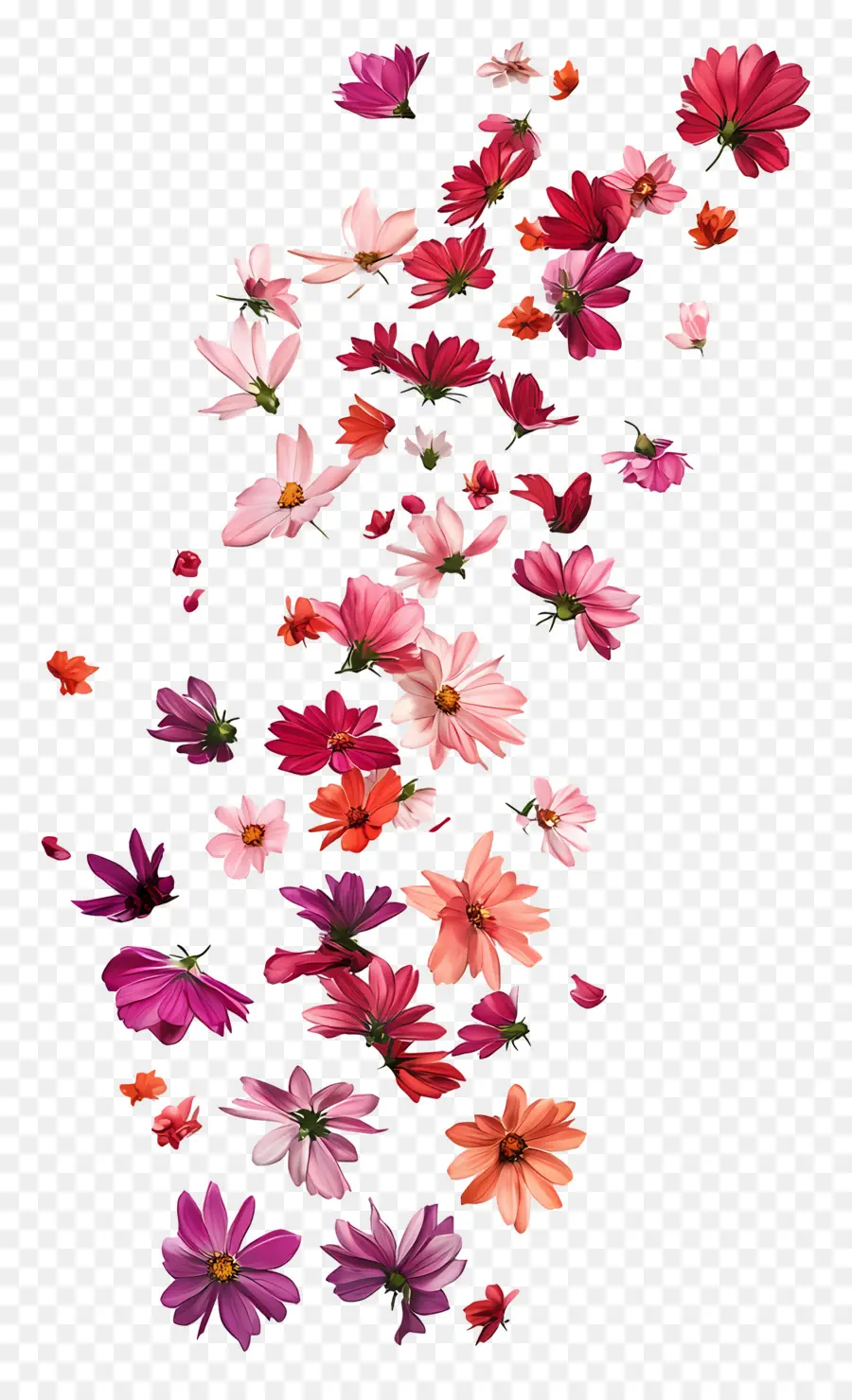 Fleurs Qui Tombent，Fleurs Roses Et Violettes PNG