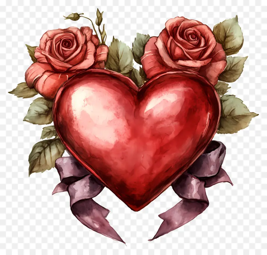 Symbole De La Saint Valentin，Coeur Avec Des Roses PNG