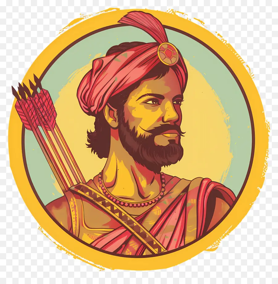 Roi Indien，Archer Coloré PNG