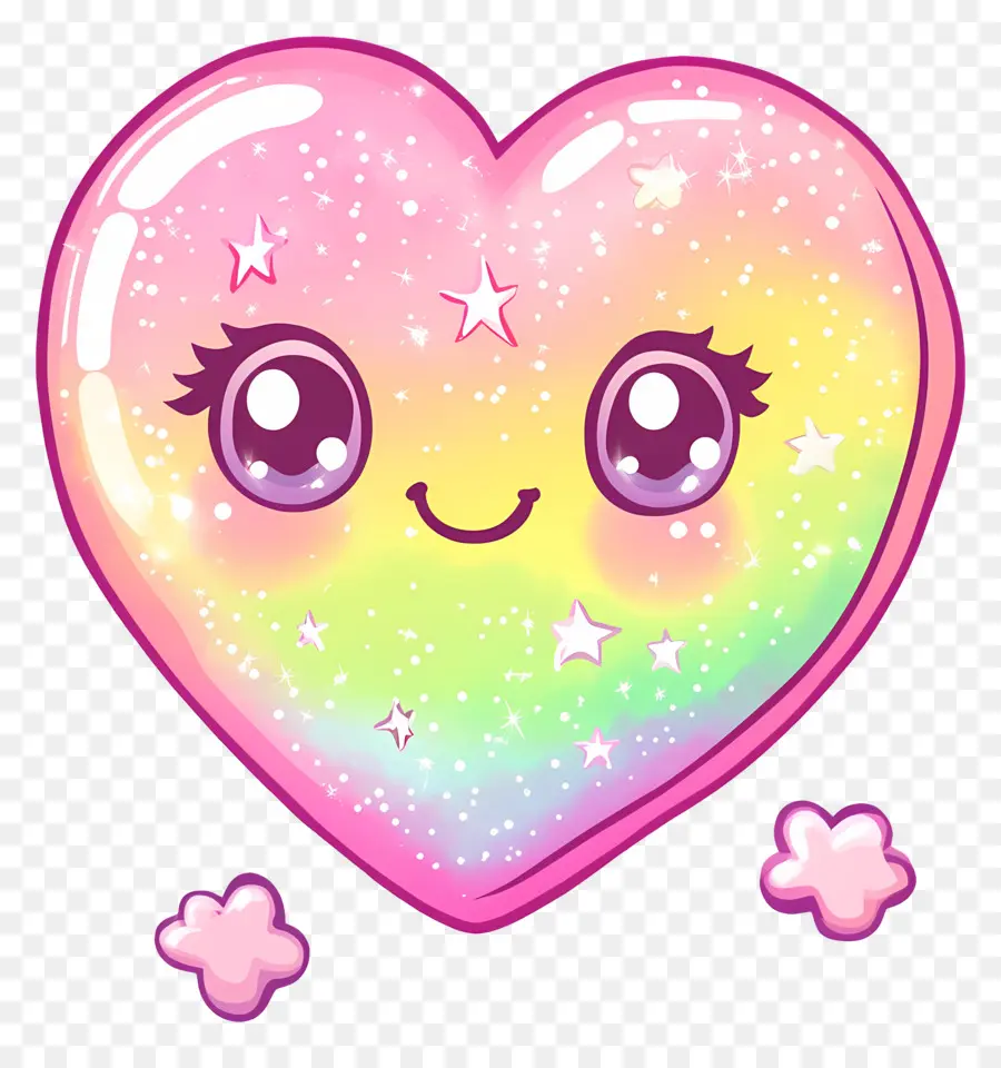 Coeur Kawaii，Coeur Arc En Ciel PNG