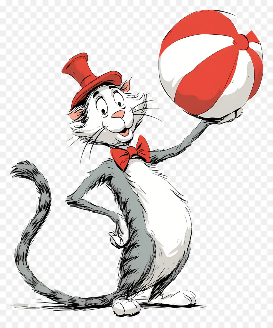 Dr Seuss，Chat En Chapeau Haut De Forme Avec Ballon PNG