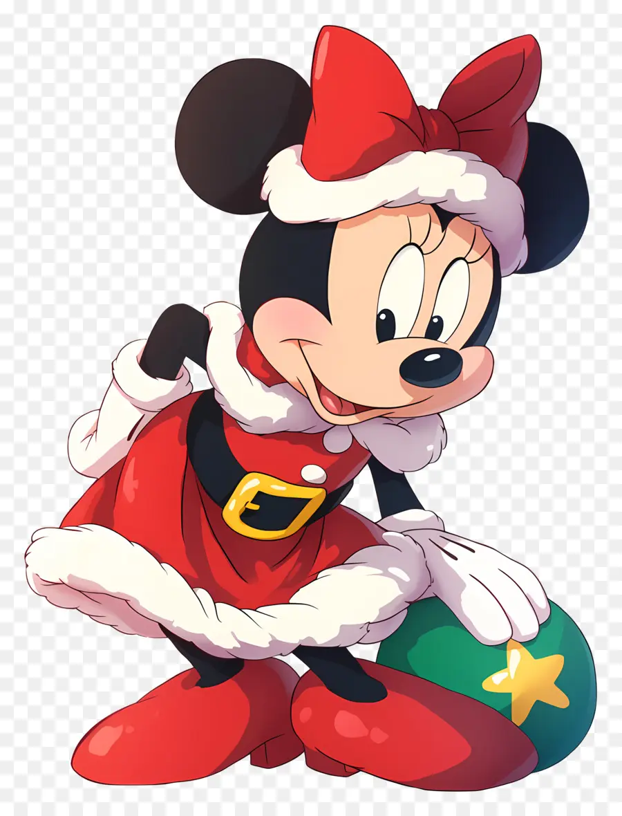 Minnie Souris，Personnage En Tenue De Père Noël PNG