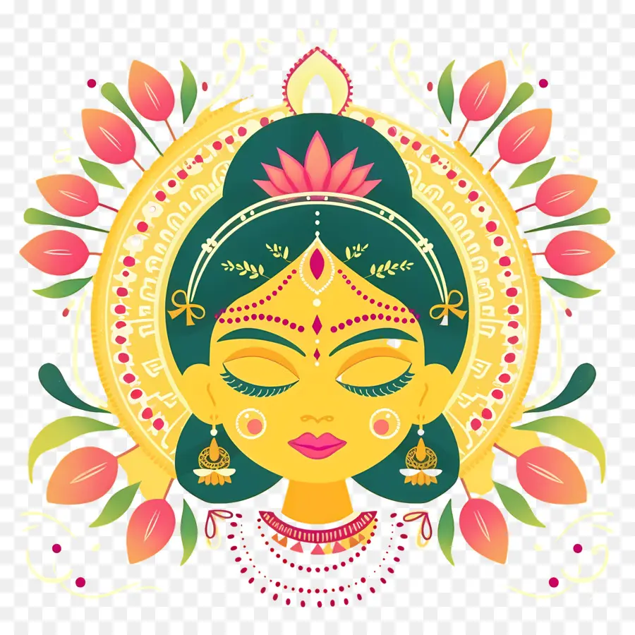 Navratri，Illustration Colorée De La Déesse PNG